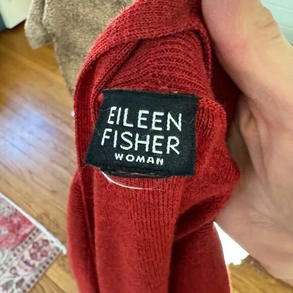 Eileen Fisher Long Red Cardigan Sweater - Picture 8 of 8